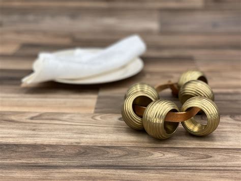 Vintage Solid Brass Napkin Rings Piece Set Table Decor Serviette