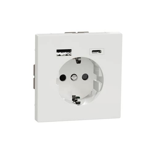 Розетка USB A+C, 2.4А с электрической розеткой D-Life, USB type-C 5V ...