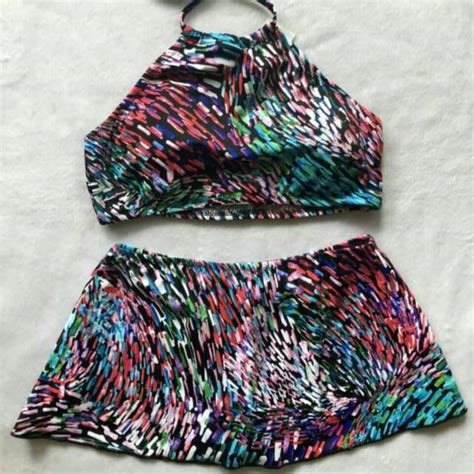 Jual Bikini Rok Halter Neck Motif Abstrak Bikini Bali Baju Renang Shopee Indonesia