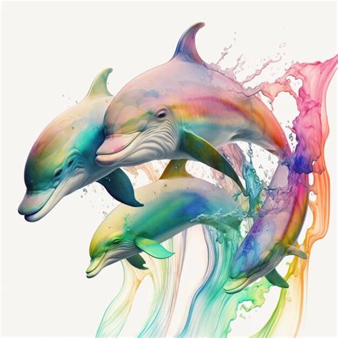 Premium AI Image | A colorful drawing of a dolphin with a smile on its face.