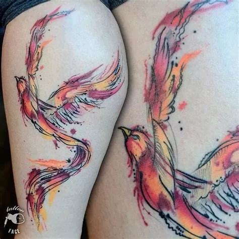 Watercolor Phoenix Tattoo Design Tattoogoto