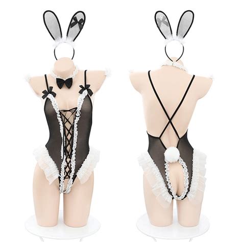 Crotchless Sexy Bunny Teddy Bodysuit Outfit Set Sex Cosplay Etsy