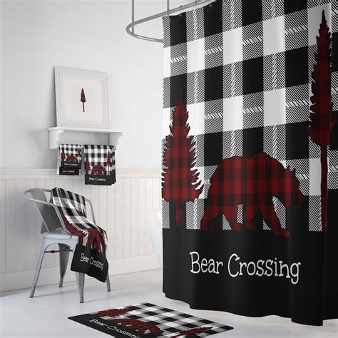 Buffalo Plaid Shower Curtain Woodland Rustic Country Etsy