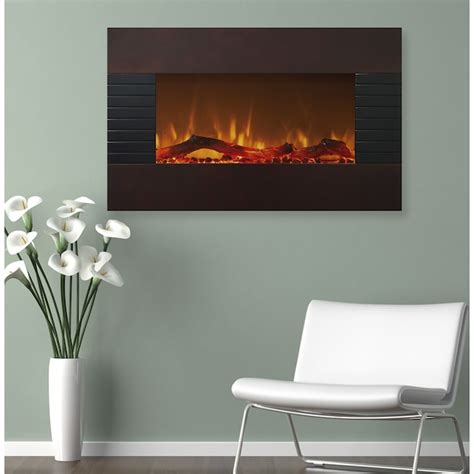 Hastings Home 35 5 In W Mahogany Fan Forced Wall Mount Electric Fireplace With Remote Control