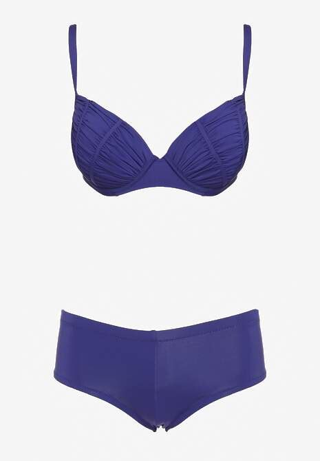 Granatowe Bikini Biustonosz Z Usztywnionymi Miseczkami Majtki Typu Figi Furefia Renee