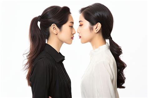 Premium Photo Beautiful Homosexual Lesbian Asian Couple Kissing