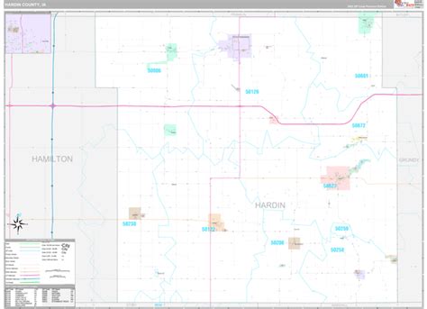 Hardin County Ia Wall Map Premium Style By Marketmaps Mapsales