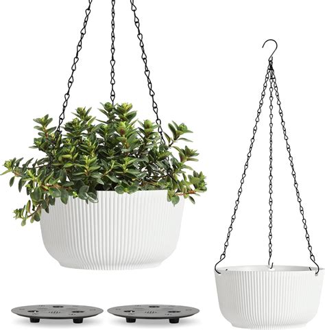 T4U Φ20cm Blumentopf Hängend Plastik 2er Set Hängetopf für Pflanzen