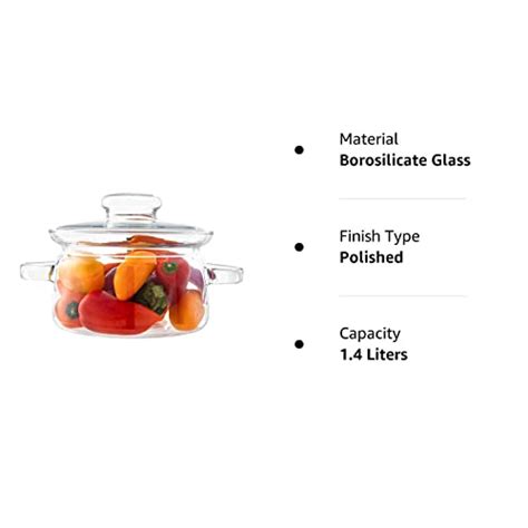 Simax Glass Cookware Glass Pot 48 Oz 15 Quart Glass Saucepan