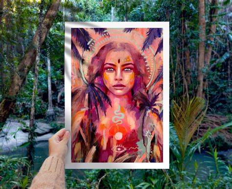 LUNAR Wall Print Feminine Goddess Mother Nature Body Art Naked Woman Body Illustration