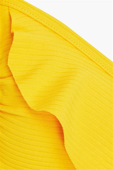 EBERJEY Ruffle Trimmed Ribbed Triangle Bikini Top THE OUTNET