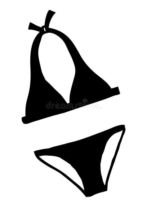 Summer Swimsuit Bikini Doodle Hand Drawn In Flat Style Stock Vector