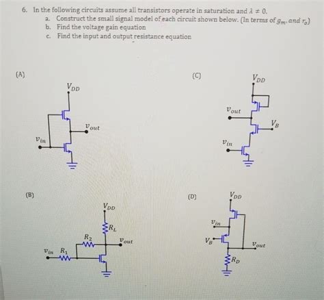 Solved 6 In The Following Circuits Assume All Transistors Chegg