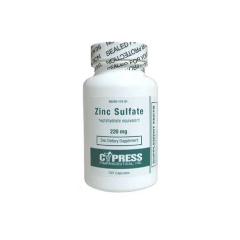 Cypress Pharmaceutical Zinc Sulfate 220 Mg 100 Capsule