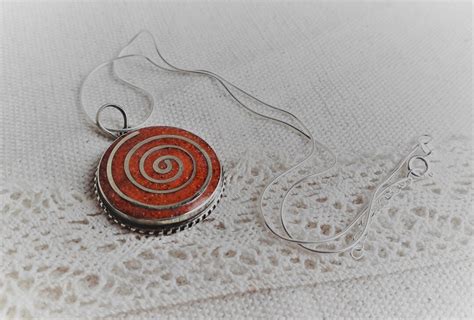 Spiral Ethnic Pendant Nepal Tibet Himalaya Jewelry Coral Jewelry