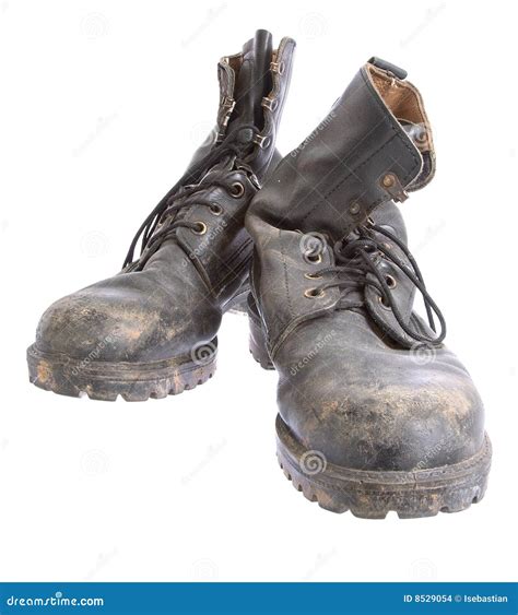 Pair Of Old Worn Boots Stock Photo Image Of Leather Isolated 8529054