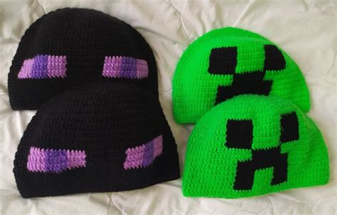 Шапки Эндермен и Крипер крючком | Криперы, Шапка, Работы