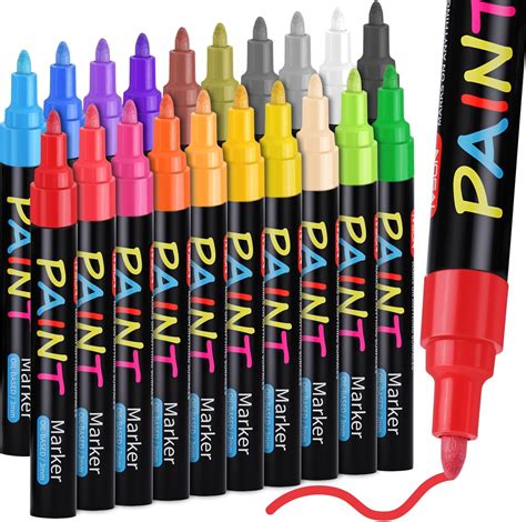 Ivsun Paint Pens Paint Markers 20 Colors Oil Based Waterproof Paint Marker Pen Set Never Fade