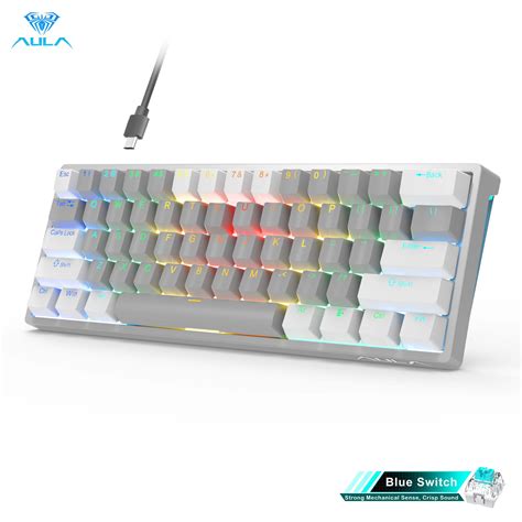 Aula Keys Hot Swappable Rgb Backlit Mechanical Keyboard Blue Red Brown Switch Detachable