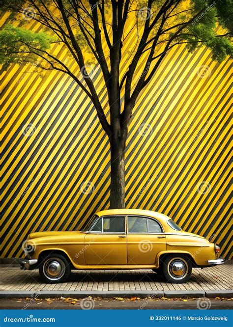 A Vintage Old Car Parked on the Street, and There are Trees with Green