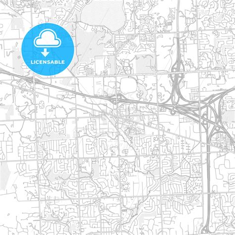 Novi Michigan Usa Bright Outlined Vector Map Hebstreits