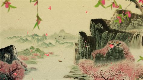 古风唯美山间桃花舞台背景中国元素舞台背景下载高清1920x1080视频素材下载凌点视频素材网编号562410