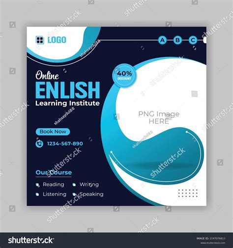 Spoken English Social Media Post Template Stock Vector (Royalty Free