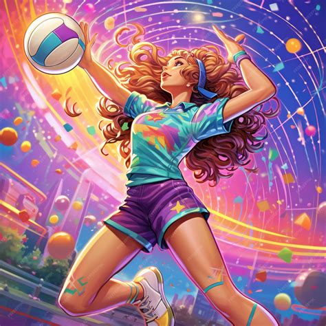 Premium Ai Image Arafed Image Of A Girl Playing Volleyball In A Field
