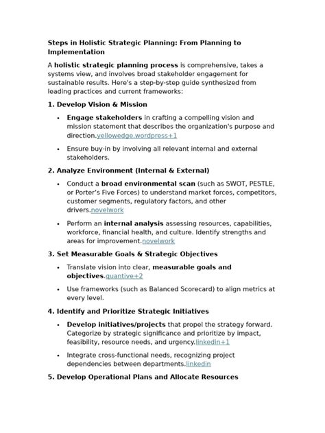 Steps in Holistic Strategic Planning | PDF | Strategic Planning | Business