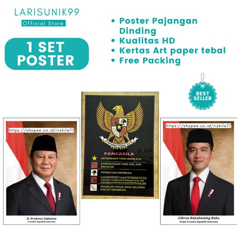 Jual Gambar Foto Poster Cetak Presiden Dan Wakil Prabowo Gibran Poster