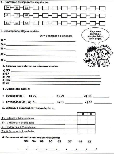 Atividade De Dezenas E Unidades