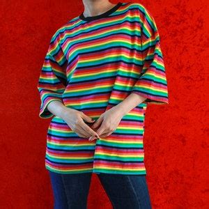 Rainbow Lgbtq Gay Pride Lesbian Drag Queen T Shirt Top Clothing Oversized Regenboog Size S M