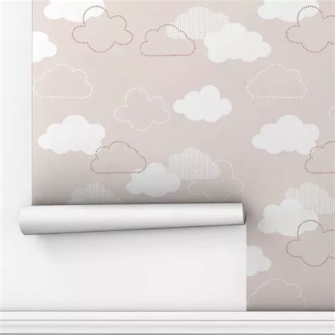 Papel De Parede Nude Nuvem Quarto Bebe Infantil Adesivo 16m Frete grátis