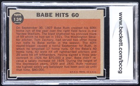 Babe Ruth Topps A Special Babe Hits Pole Bccg Pristine Auction