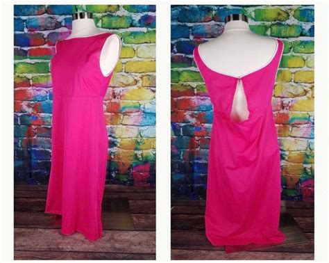 Vintage S Hot Pink Nylon Lingerie Nightgown W Ke Gem