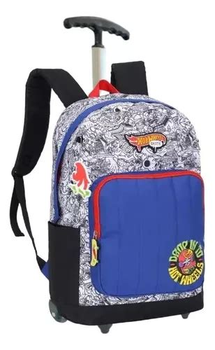 Mochila Escolar Hot Wheels Skate Dedo Rodinhas Tam G Meninos Parcelamento Sem Juros