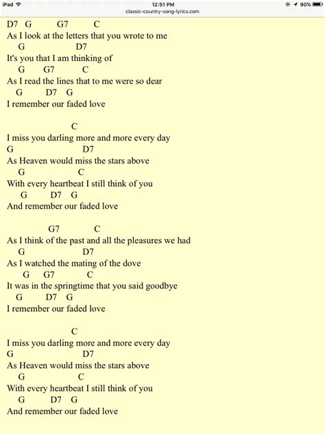Faded Love By Various Artists Song Lyrics And Chords Guitar Chords