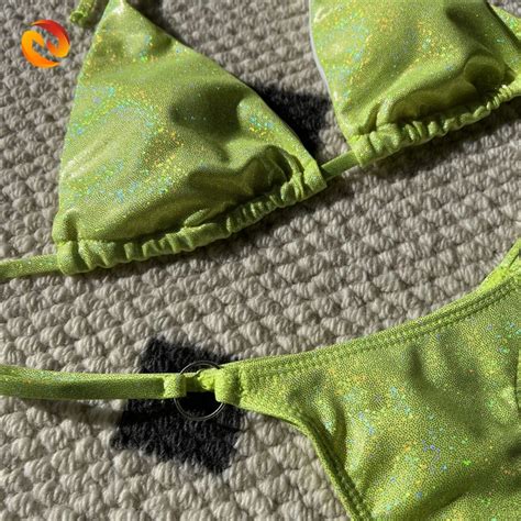 Wholesale Custom Logo Glitter Thong Swimwear Rhinestone Bikini Swim Suit Women Custom Bikini Set