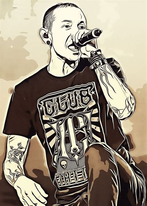 Popart Chester Bennington Poster Picture Metal Print Paint By