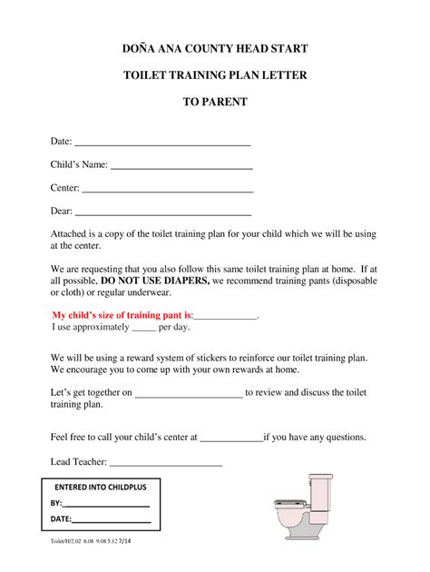 Fillable Online Dept Wp Nmsu Toilet Training Plan Letter Fax Email