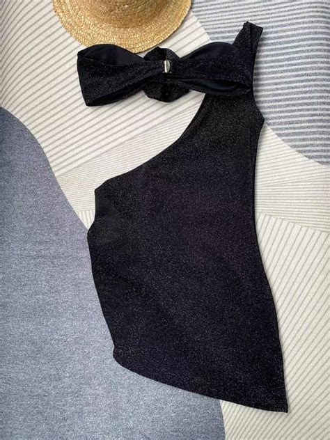 Bestway Solid Black D Flower Bikini Sexiest Bathing Suits