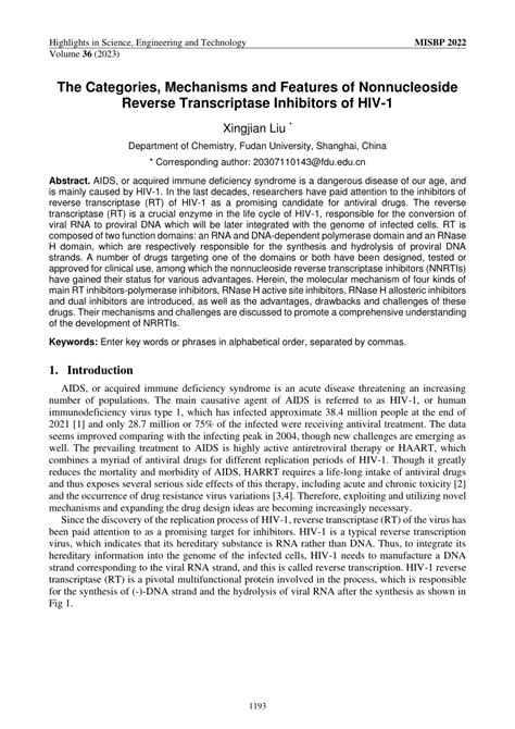 (PDF) The Categories, Mechanisms and Features of Nonnucleoside Reverse ...