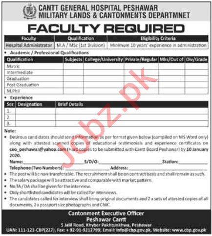 Military Lands And Cantonment Department Jobs Job