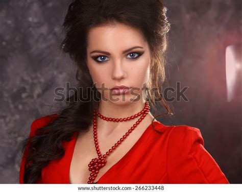 Beauty Portrait Beautiful Sexy Brunette Red Stock Photo Shutterstock