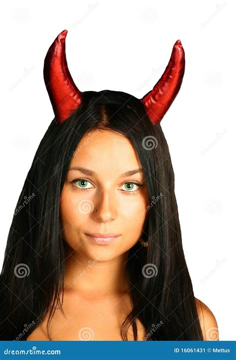 Halloween Style Portrait Of Brunette Stock Image Image Of Beautiful Horn