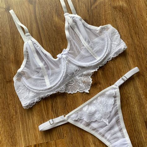 Lingerie Plus Size De Tule Transparente Aro Conjunto Calcinha Fio Dental Plus Size Sexy E