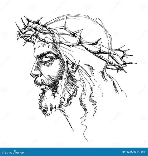 Jesus Christ With Crown Of Thorns Stock Vector Illustration Of