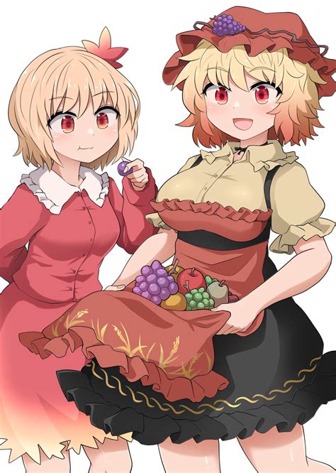 The Big ImageBoard TBIB Girls D Aki Minoriko Aki Shizuha Apron Apron Basket Blonde Hair