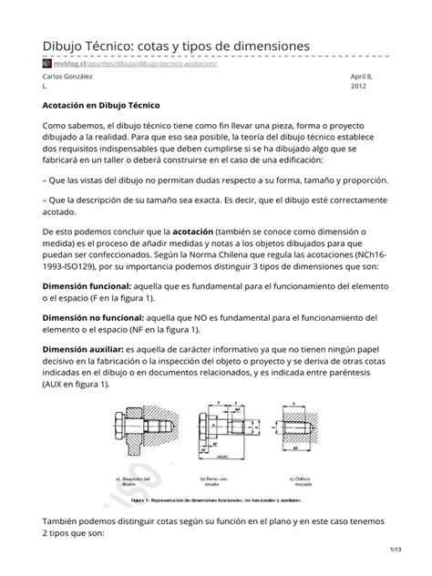 Mvblog Cl Dibujo Técnico Cotas Y Tipos De Dimensiones Pdf Geometría