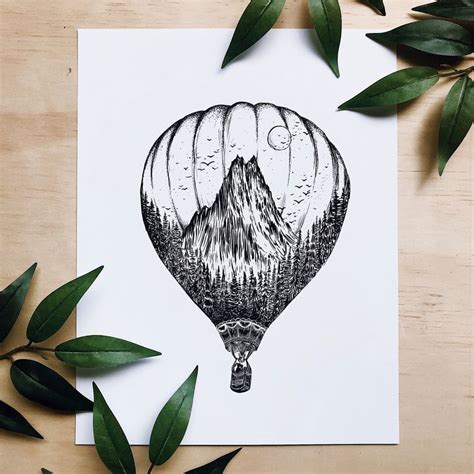 Hot Air Balloon Drawing By Kaari Selven